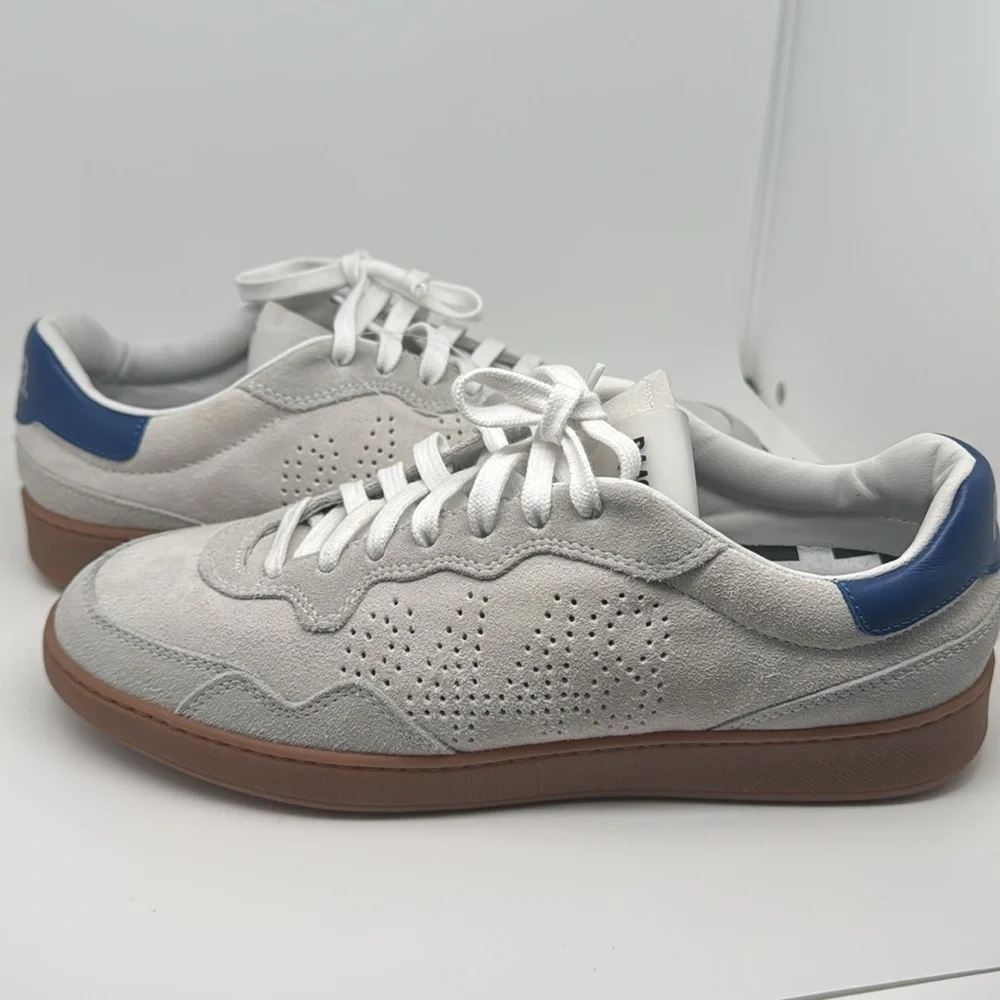 P448 Mens White At Heel and Tongue Vert Toe Wedge Leather Sneakers Shoes Size 39